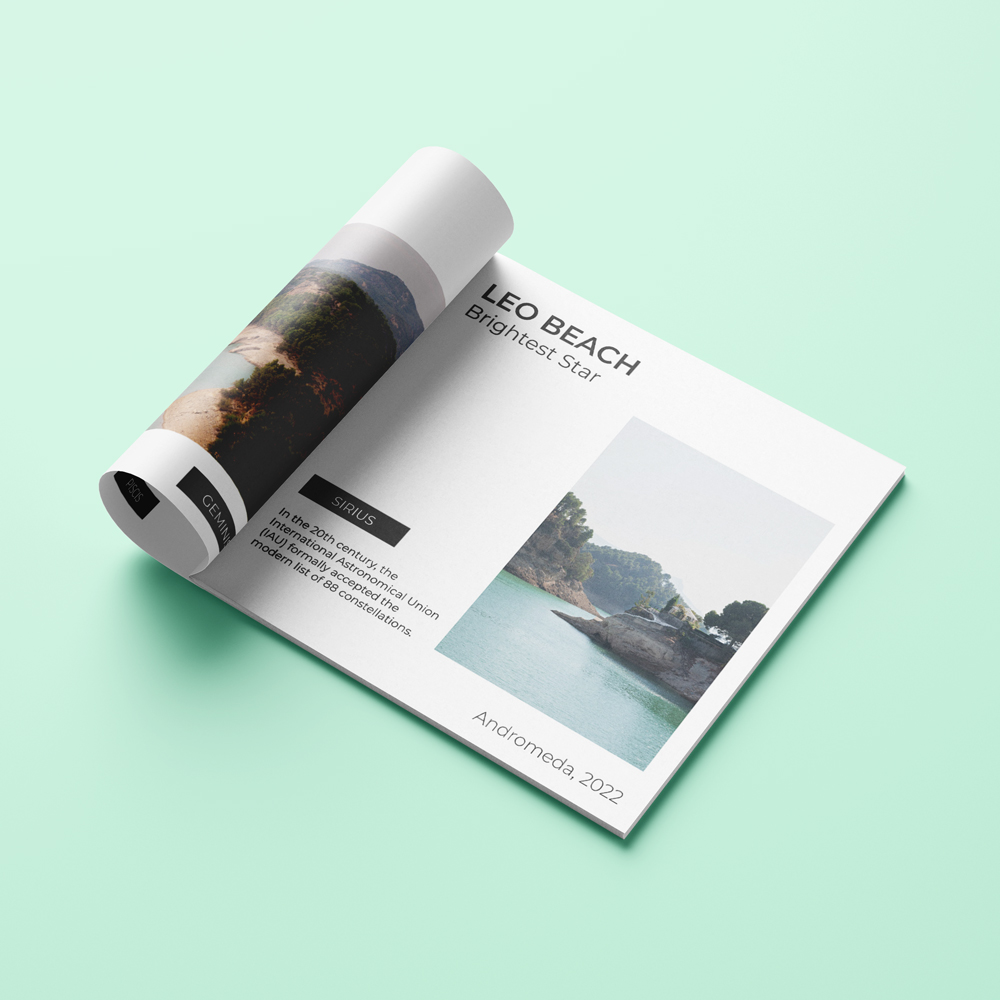 מוקאפ מגזין פתוח ומגולגל